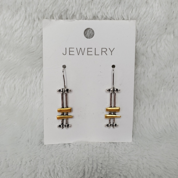 Abstract Dual Tone Earrings - Picture 2 of 6